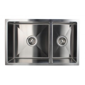 Stainless Steel Handmade Round Corners Double Bowls Top / Undermount / Flush Mount Kitchen Sink 715x450x200mm